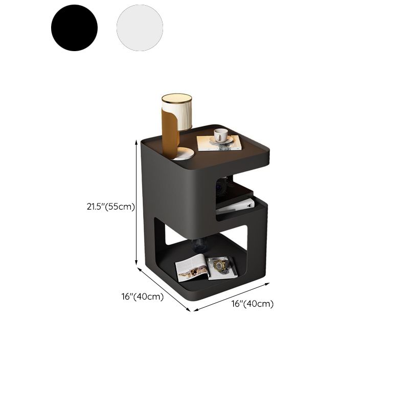 Metal Abstract Base End Table 21.65" Tall Square Top Side Table with Storage