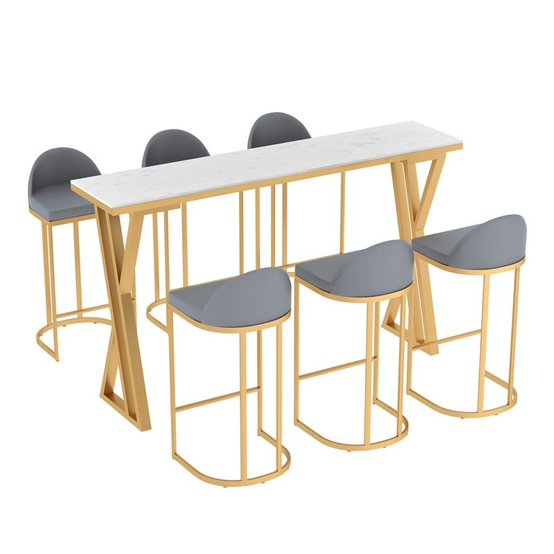 Mesa de comedor de bar de interiores Rectangle Glam Rectange con pedestal doble