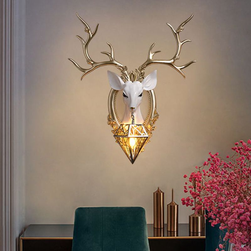 Creative Deer Wall Lighting Fixture Contemporary Crystal Wall Mount Light