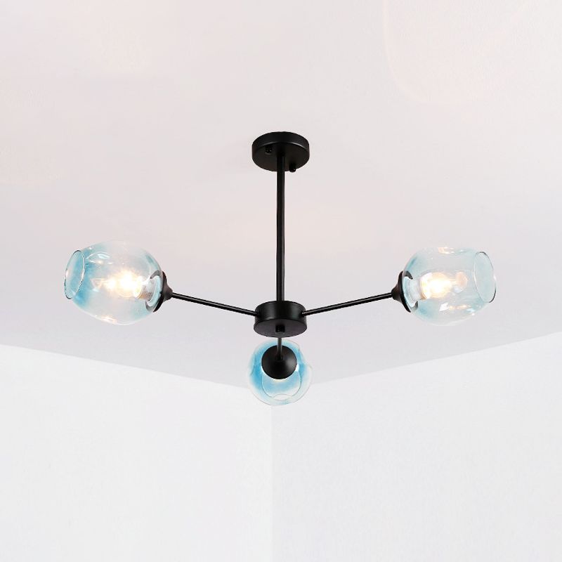 Contemporary Style 3-Light Sliver/Black Ceiling Light Sputnik Sphere Chandelier