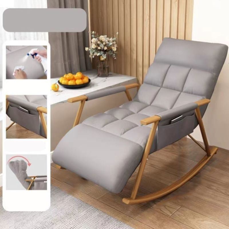 Creative Tufted Recliner Chair Solid Color Faux Leather Rocker Chair