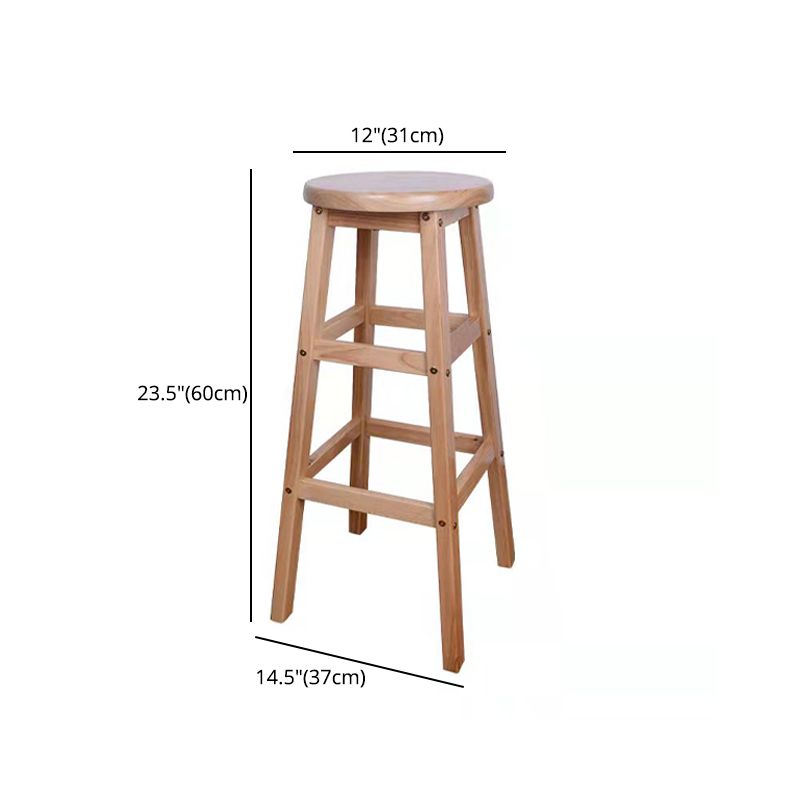 Modern Armless Backless Counter Stool Wood Bar Stool with Footrest