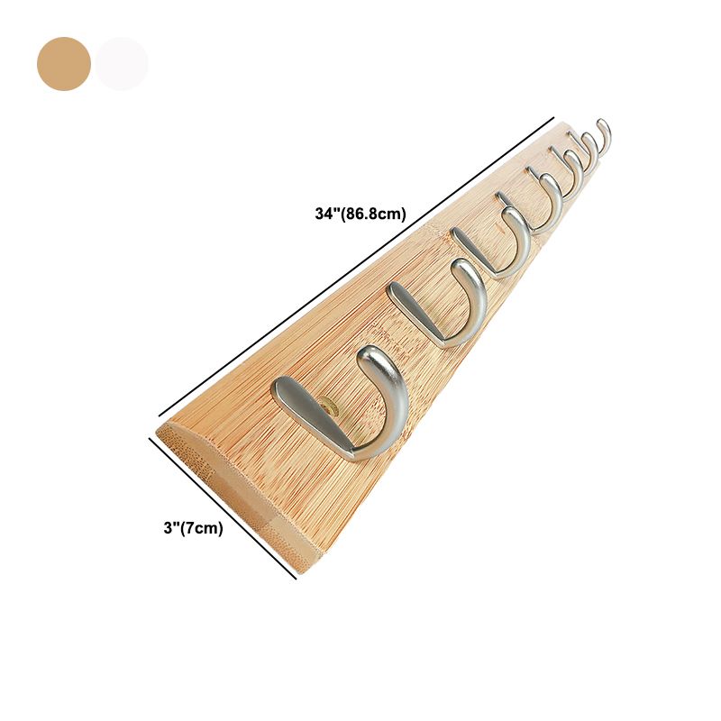 Modern Wood Coat Rack Wall-Mounted with Hooks Entry Hall Tree