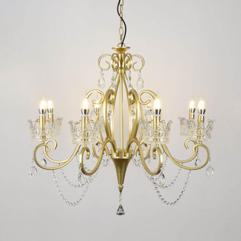 Candelabra Metall Deckenbeleuchtung Vintage Wohnzimmer Kronleuchterleuchte mit Kristallkronendekoration