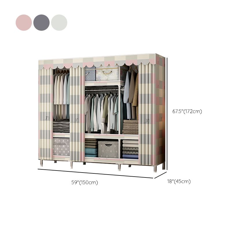 Modern Metal Wardrobe Cloth Rod Included Wardrobe Closet with Shelves