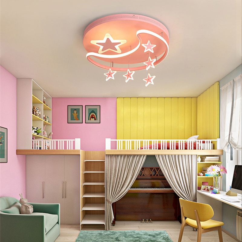 Nordic Moon and Star Ceiling Light Fixture Acrylic Flush Mount Ceiling Light for Kindergarten
