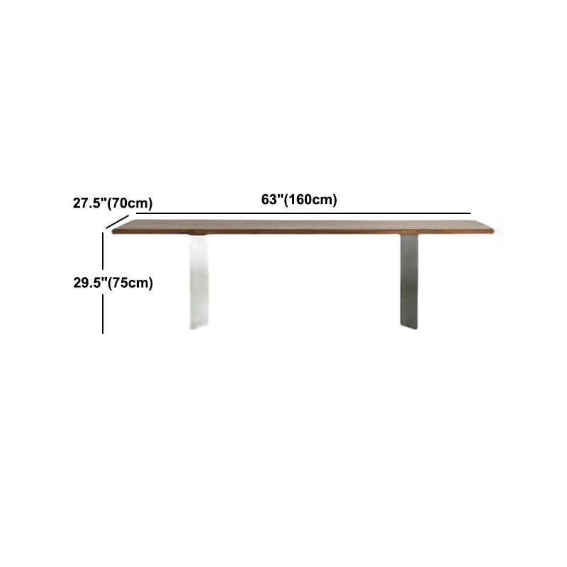 Rectangle Kitchen Dining Table Solid Wood Table Luxury with Double Pedestal Base