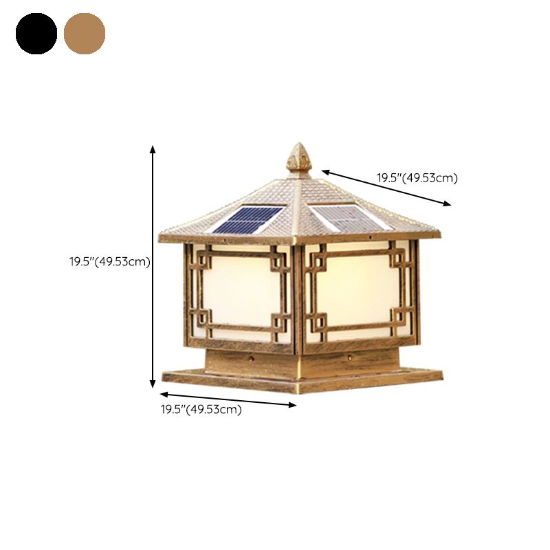 Contemporary LED Pillar Lamp Simple Solar Lighting Fixture with Acrylic Shade for Garden