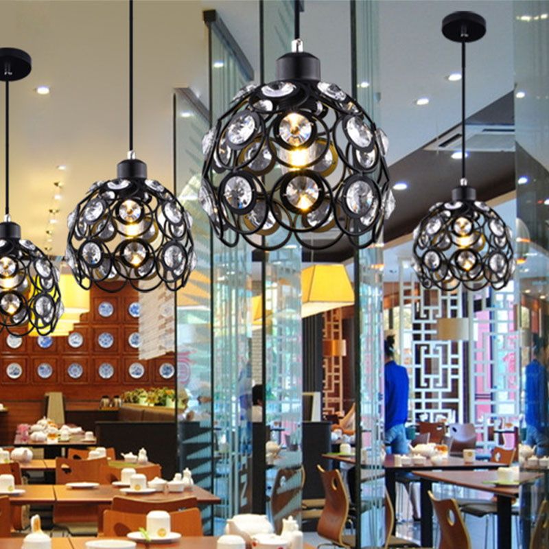 Suspension du pendentif moderne dôme suspendu à cristal clair avec un cordon suspendu à 39,5 "