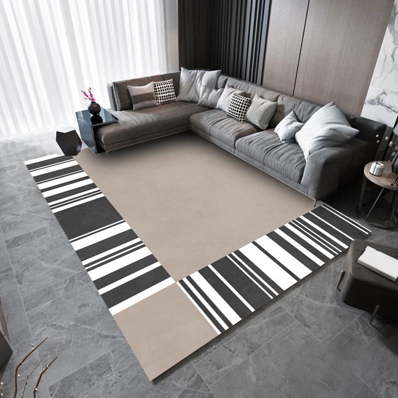 Green Modern Rug Polyester Striped Rug Stain Resistant Rug for Home Decor