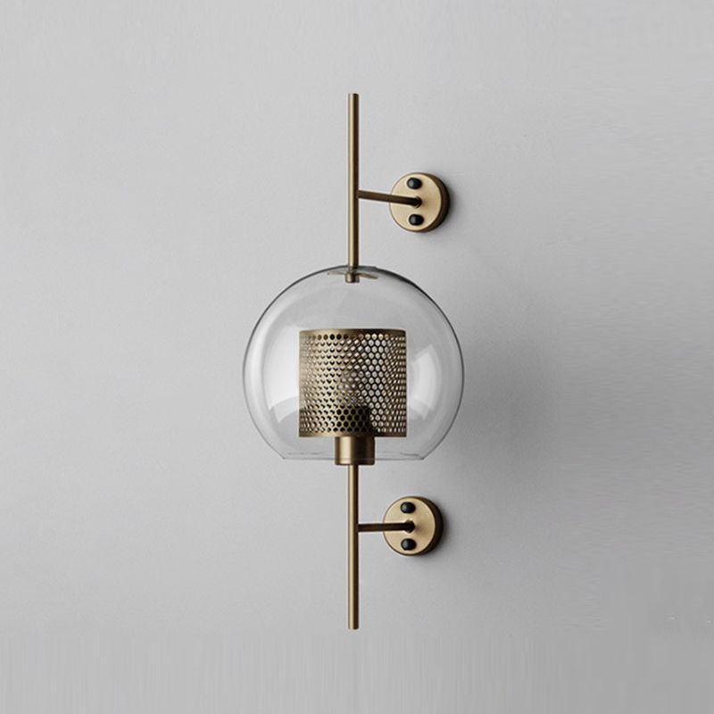 Iron Wall Armed Sconce Minimalist Clear Glass Shade Wall Lighting Fixture