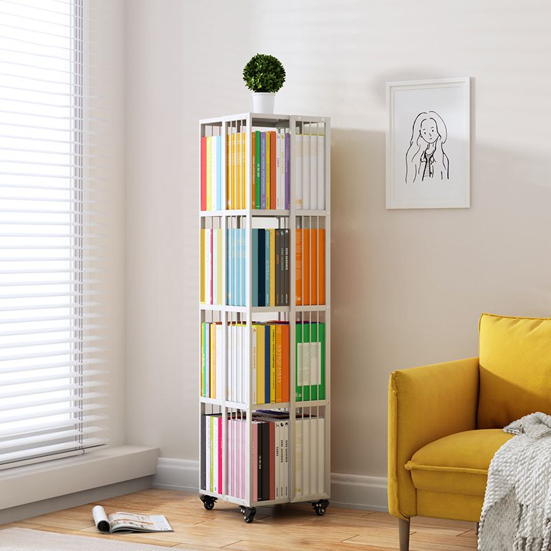Modern Metal Bookshelf Pure White Standard Vertical Closed Back Bookcase