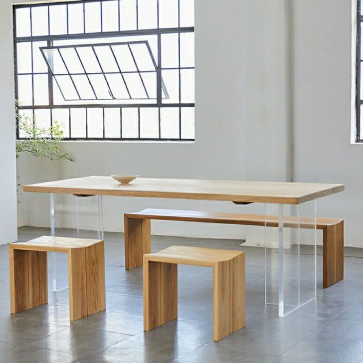 Acrylic Double Pedestal Table Solid Wood Dining Table Rectangle for Home