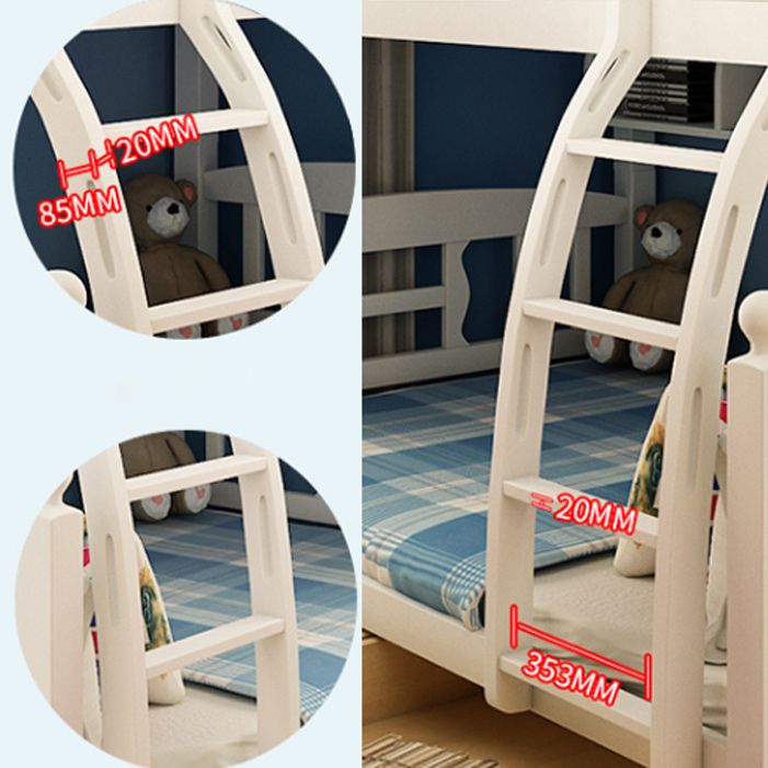 Beech Bunk Bed Modern Style Bunk Bed with Footboard in White