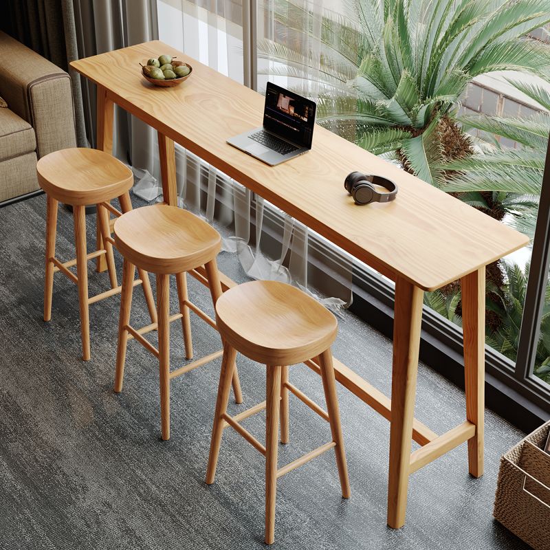 Modern Rectangle Pub Table Set 1/2/4 Pieces Wooden Counter Table with Backless Stools