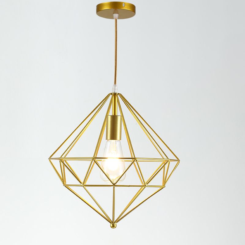 Iron Wire Cage Shade Pendant Lamp Loft Style 1 Head Restaurant Hanging Light Fixture