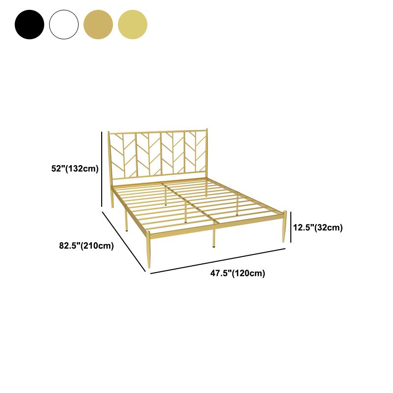 Glam Open-Frame Bed with Iron Rectangle Headboard and Legs Bed