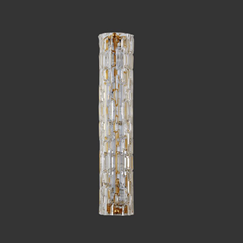 Half Cylinder Shade Glass Wall Sconce Modern 1 Light Wall Mount Light Fixture in Brass