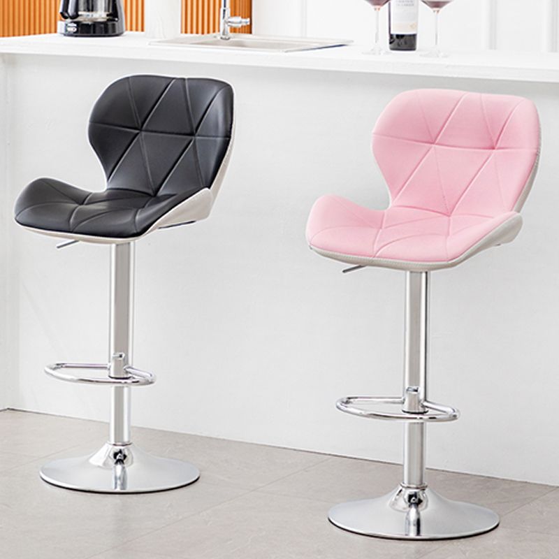 Scandinavian Metal Barstool Adjustable Low Back PU Leather stools in Matte Finish