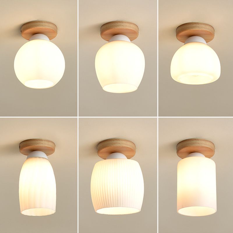Luminaire de plafond à abat-jour blanc, montage encastré en verre moderne pour chambre à coucher