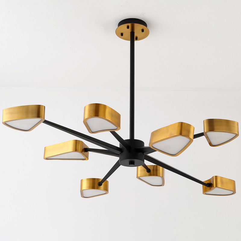 Post-Modern Metal Hanging Chandelier Light Triangular Ceiling Chandelier in Gold for Living Room