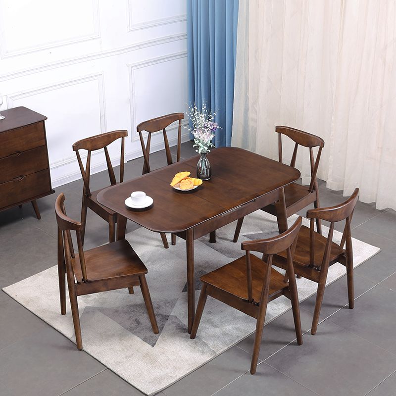 Minimalist Extendable Solid Wood Table Rectangle Shape Standard Dining Table for Kitchen