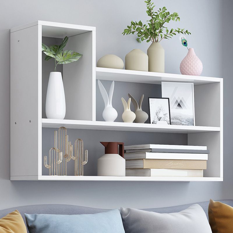 Modern Engineered Wood Bookcase, Geometric Wall Mounted Bookshelf for Any Room