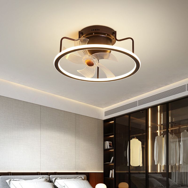Modern Style Ceiling Fan Lighting Metal 1 Light Ceiling Fan Lamp for Bedroom