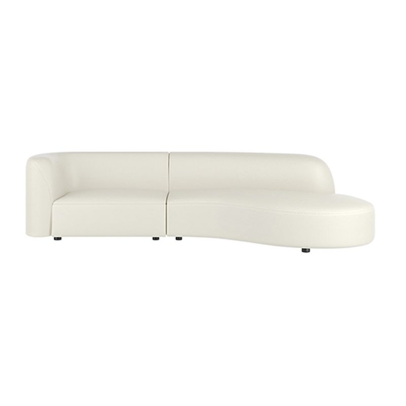 Scandinavian White Sectional Sofa with Tight Back in Pine Wood