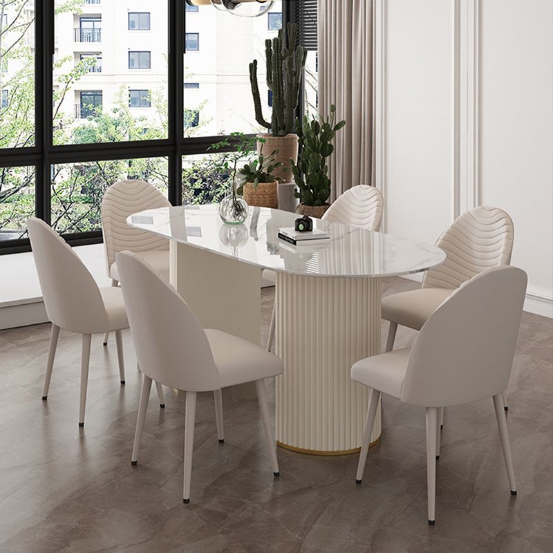 Sintered Stone Dining Table Traditional Luxury Double Pedestal Table