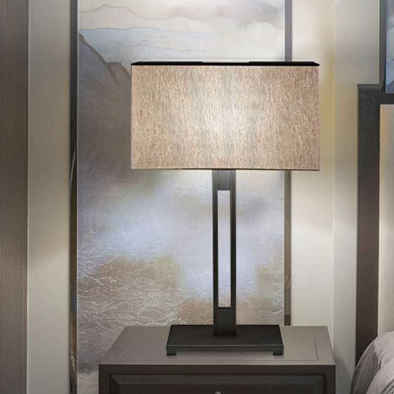 Commonditore rettangolare comodino tessuto leggero 1 leggero modernismo lampada da tavolo in nero