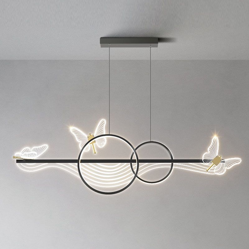 Postmoderne LED -Island -Lampen -Acryl -Schmetterlingsaufhängung Licht für Esszimmer