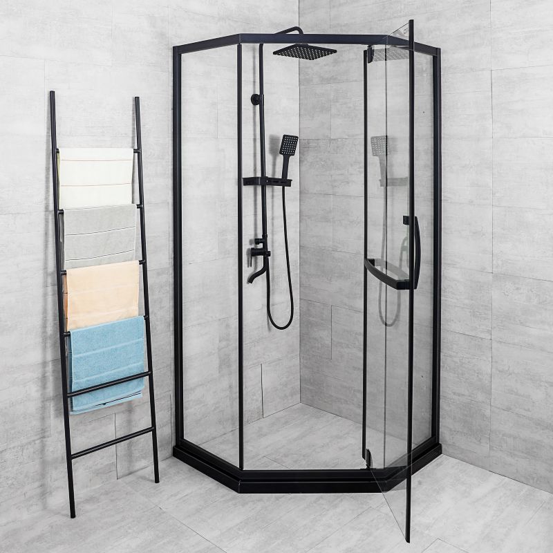 Black Frame Stainless Steel Shower Enclosure Tempered Glass Shower Kit