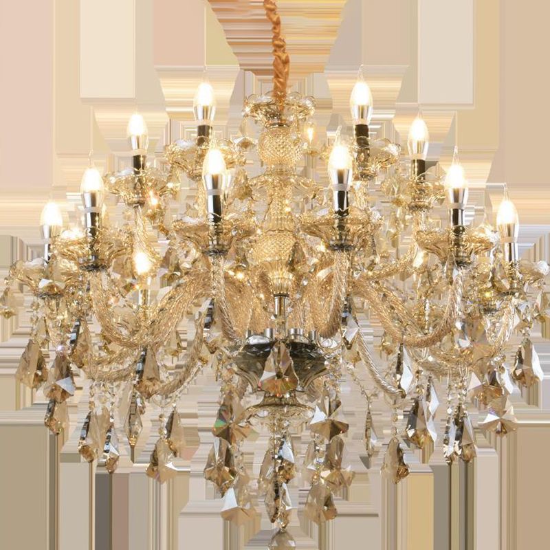 Candlestick Chandelier Light Fixture Crystal Glass Hanging Lamp for Living Room