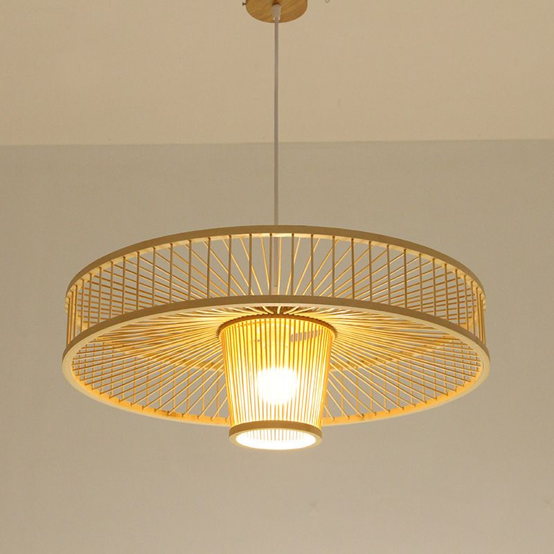 Tambour suspendu pendant luminaire chinois en bambou pendentif luminaires pour le salon