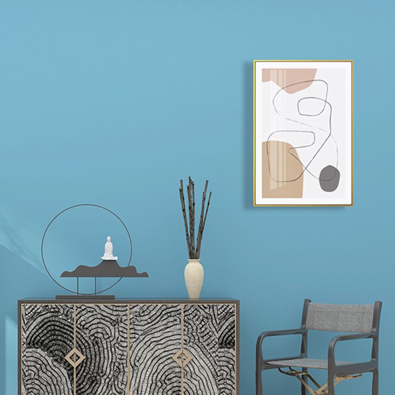 Brown Abstract Pattern Canvas Pencil Scandinavian Textured Wall Art for Guest Room