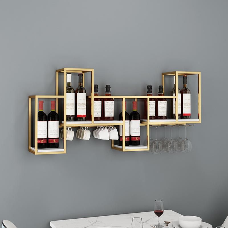 Metal Wall Mounted Wine Rack 7.8"W Wine Rack with Stemware Holder
