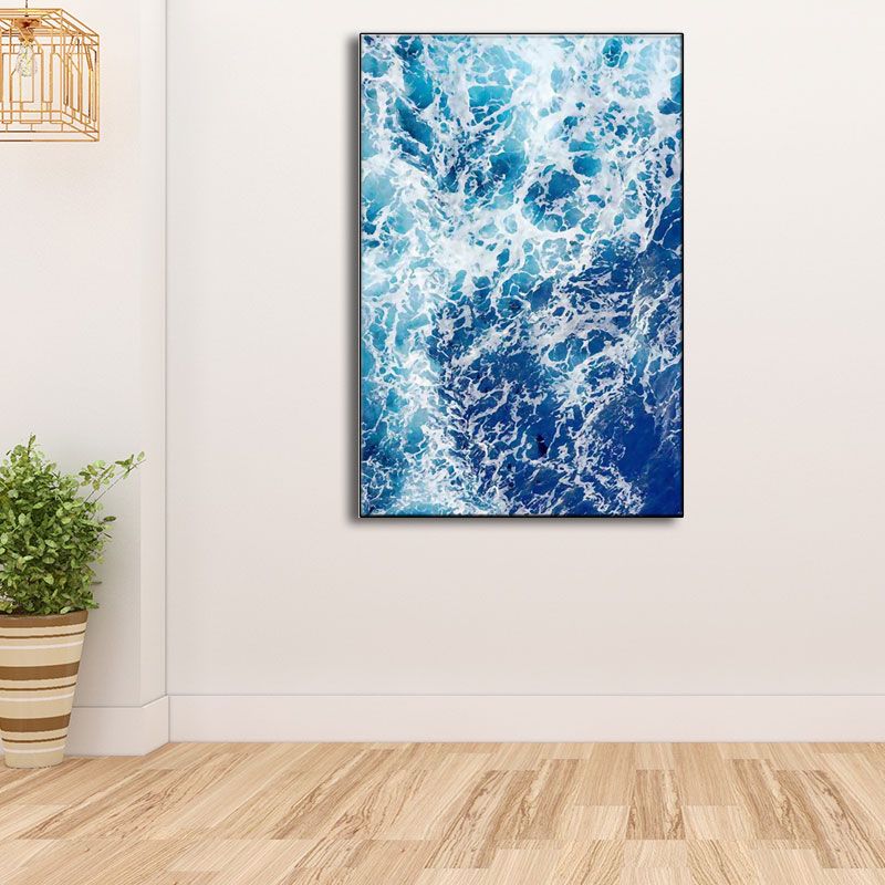 Blue Ocean Spindrift Canvas Art Seascape Modernist Textured Wall Decoration for Home