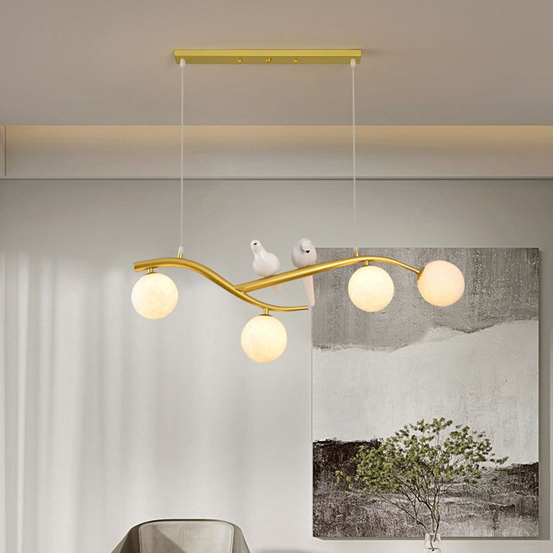 Modern Style Ball Shade Pendant Lighting 4-Lights Glass Hanging Lamp for Dining Room