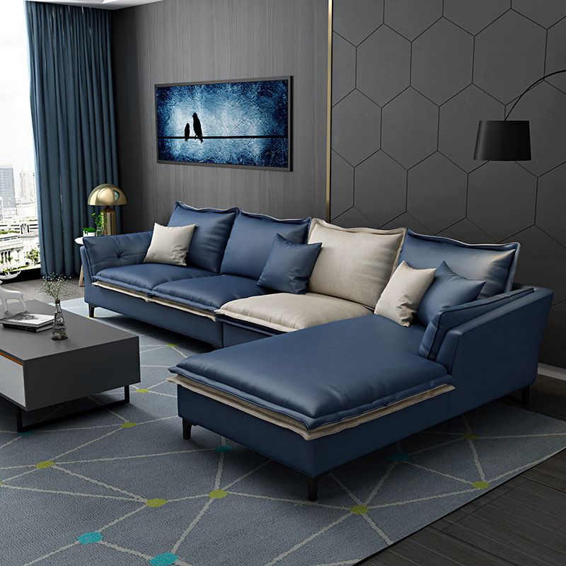 126.38-inch. Pillow Top-arm Faux Leather Sectionals with Pillowed Back Cushions