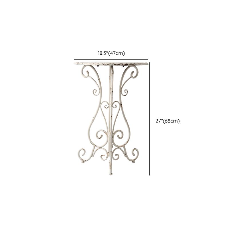 French Country Metal Side Table White Round Outdoor Patio Table