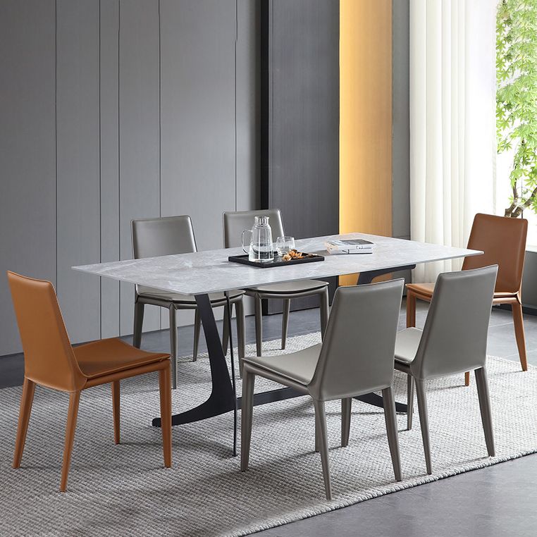 Modern Kitchen PU Leather Dining Side Chair Solid Back Dining Side Chair