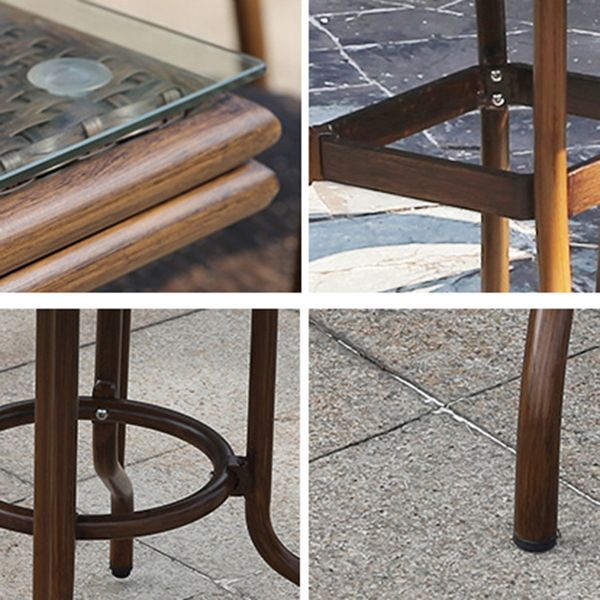 Modern Glass Top Dining Table Set 1/5/7 Pcs Brown Dining Set