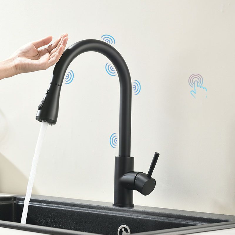 Modern Kitchen Faucet Stainless Steel Single Handle High Arc Retractable Kitchen Faucet
