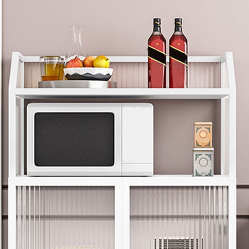 Glass Doors Curio Cabinet Metal Contemporary Display Stand with Doors