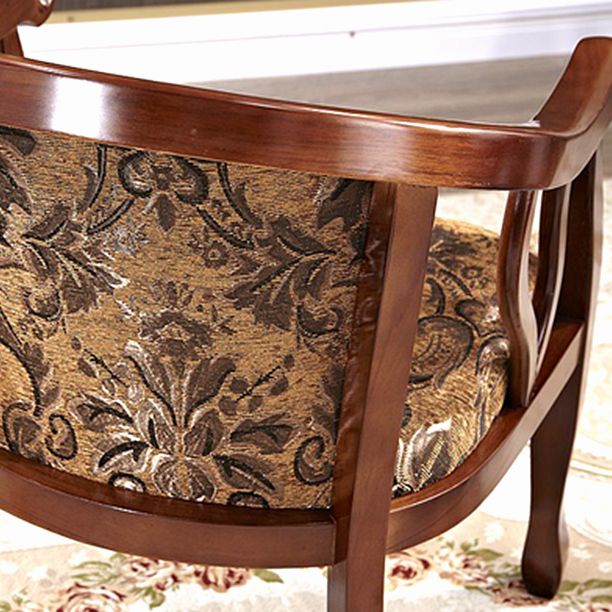 Modern Simple Arm Chair Wooden Base Upholstered Guest Chair for Dining Room