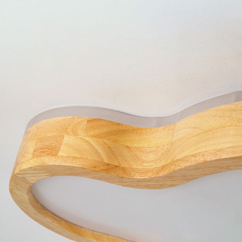 Contemporary Creative Wooden LED Flush Mount Ceiling Light for Living Room