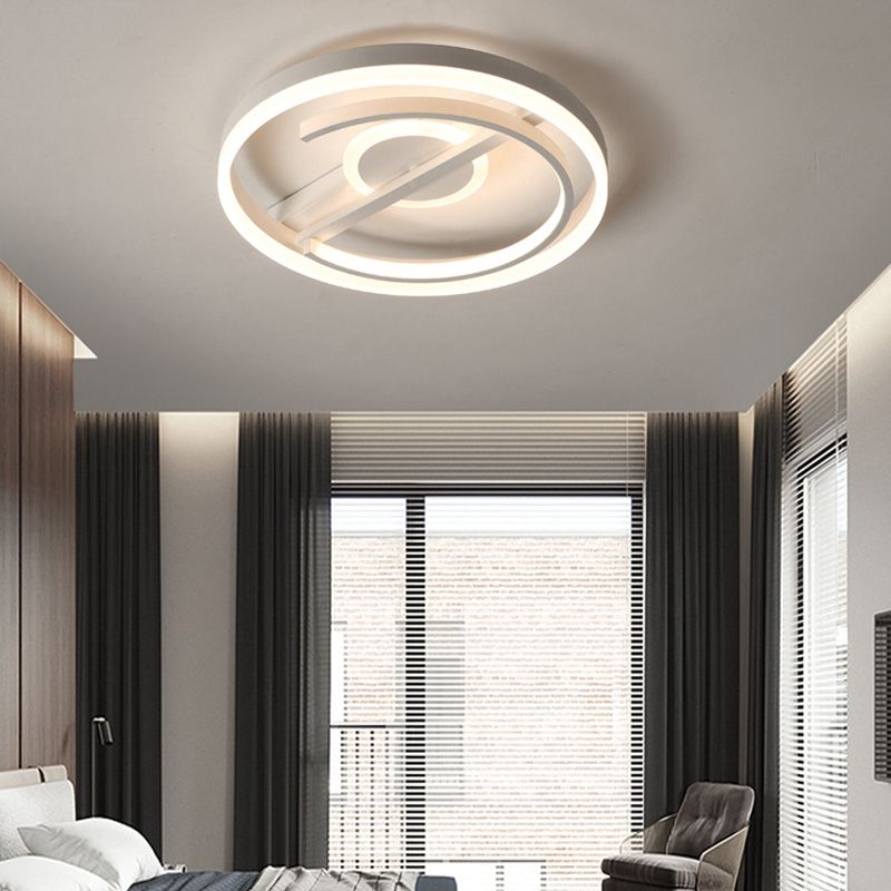 16"/19.5" Wide Circle Acrylic Ceiling Mounted Light Contemporary Black/White LED Flush Light in Warm/White/3 Color Light