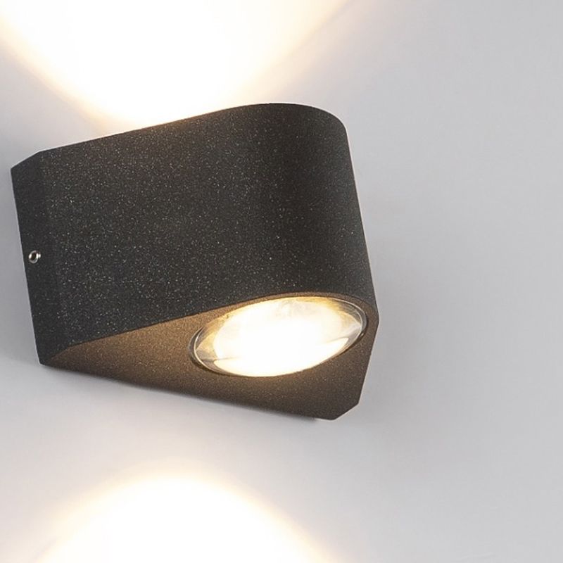 2 Light Geometric LED Wall Light Fixture Aluminum Wall Mounted Fixture in Black