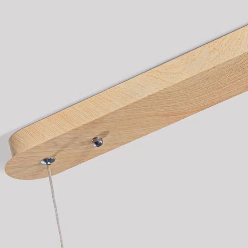 2-Light Beige Island Lighting Modern Wooden LED Ceiling Light for Bedroom